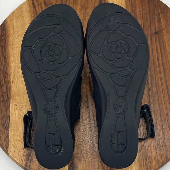 Mephisto Air Relax Womens 7/38 Black Leather Trapezoid Wedge Comfort Sandals - Picture 12 of 13